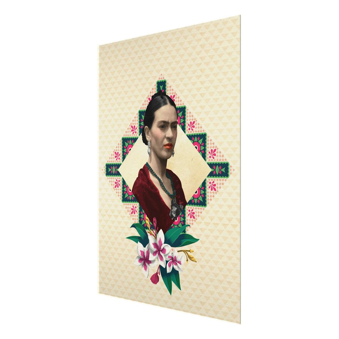 Glasbild Frida Kahlo Blumen und Geometrie von Frida Kahlo