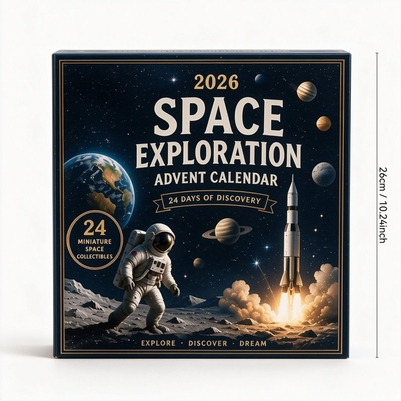 Calendrier de l'Avent 2026 sur le thème de l'exploration spatiale : 24 décorations suspendues en acrylique, compte à rebours de Noël, système solaire, astronaute