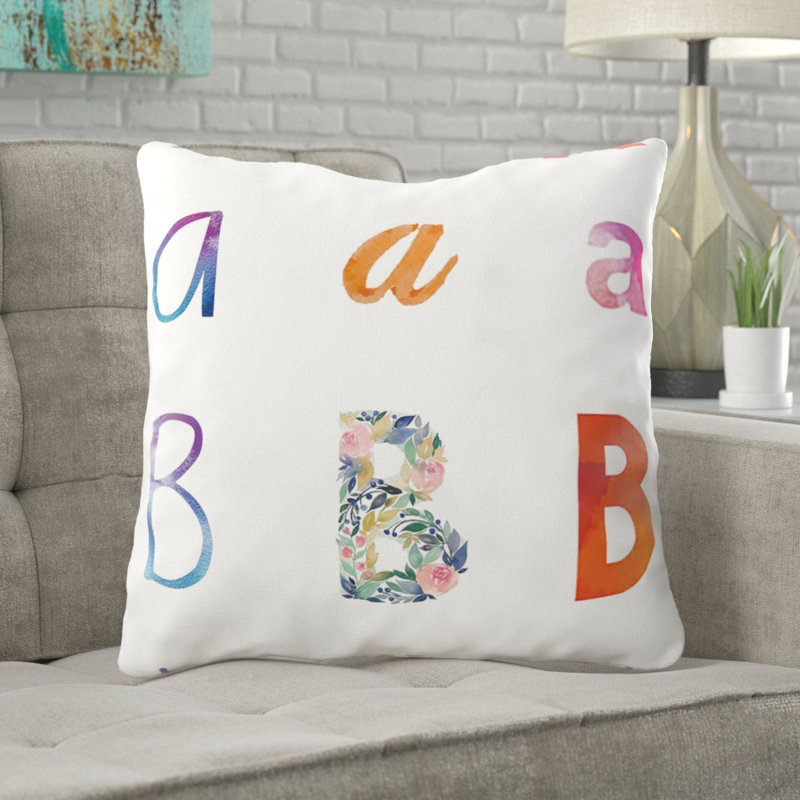 Coussin décoratif alphabet Rummond, Microsuède, Intérieur