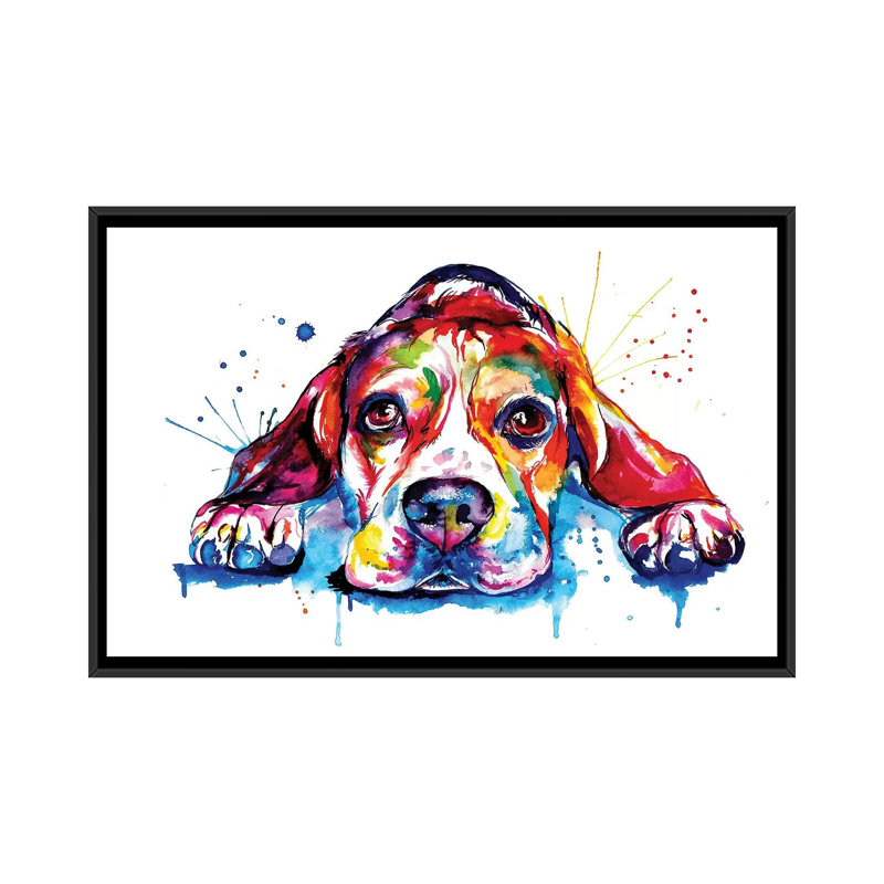 «Beagle», reproduction d'impression sur toile, H 18 po x l 26 po x P 1,5 po, Toile avec cadre noir