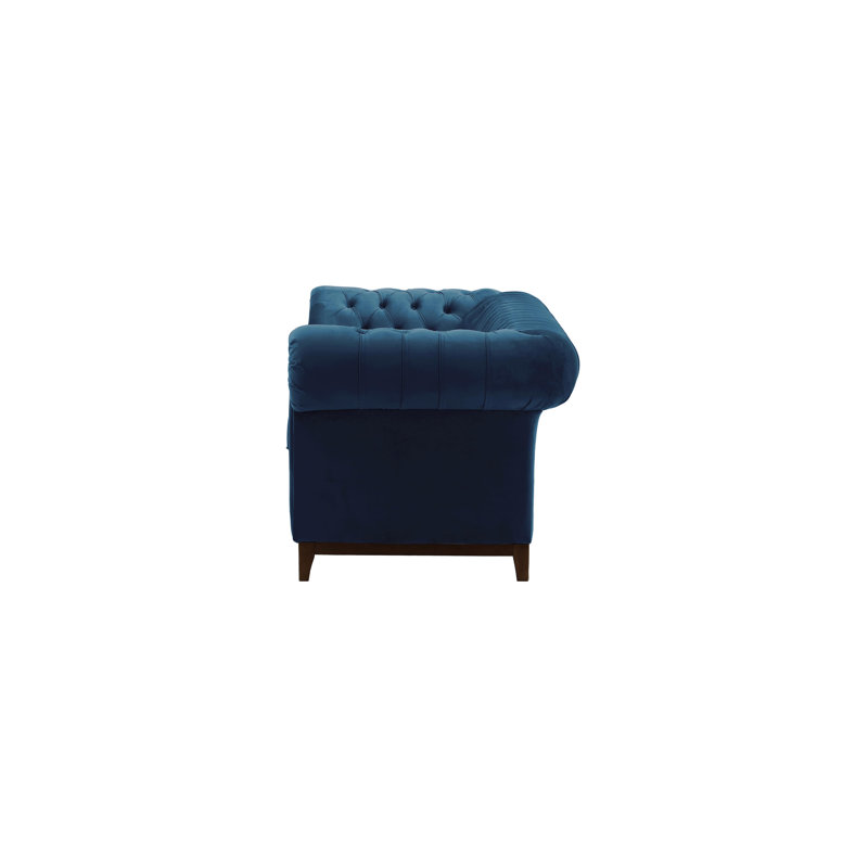 Fryar Velvet Sofa, Walnut, Blue, 3