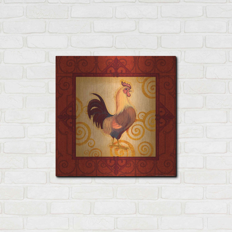 Luxe Metal Art 'Rooster 1' By Viv Eisner, Metal Wa " Rooster 1 " by Viv Eisner Painting Print, 24" H x 24" W x 0.13" D