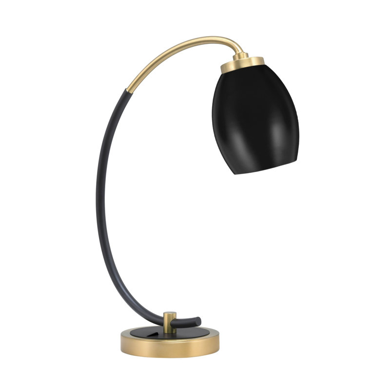 Lampe de bureau en acier inoxydable Waldine, Noir, Noir mat / laiton