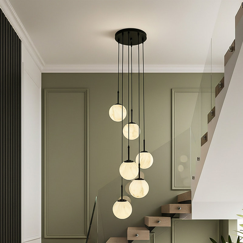 6 - Light Matte Black Chandelier Pendant