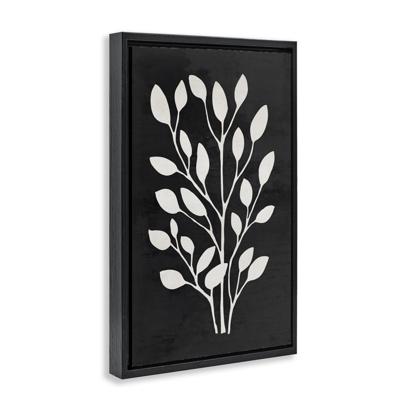 Cadre flottant Botanical Leaf Whispers, design par Andrea Haase, H 31 po x l 21 po, Cadre flottant noir de jais