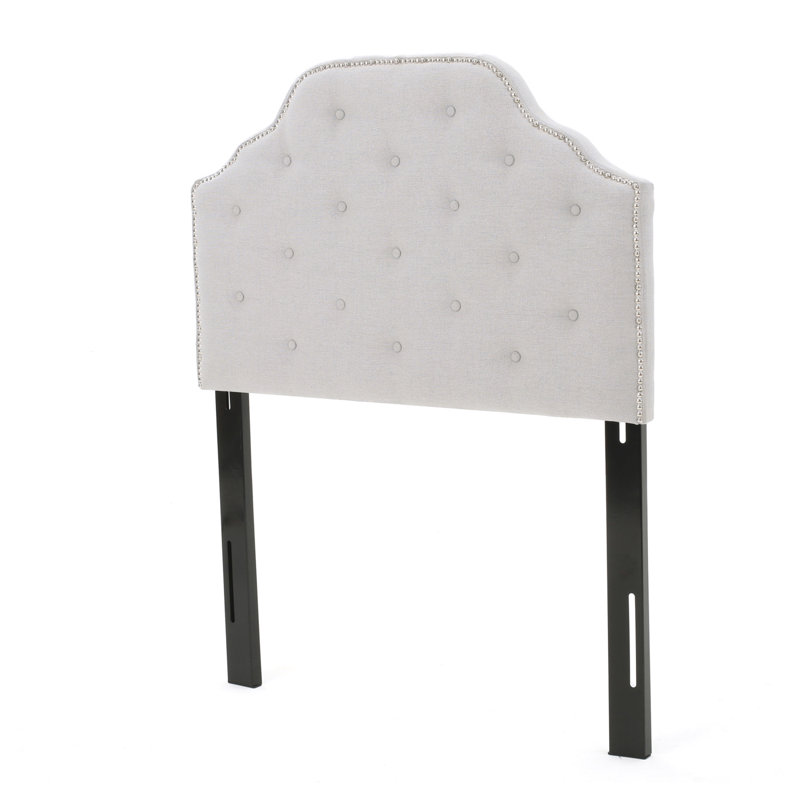 Tufted Upholstered Headboard Twin Size, Solid Wood Head Board With Durable Metal Legs, Adjustable Height Twin Headboard With Nailhead Trim,Fabric Headboard In Modern Button Tuffted Design