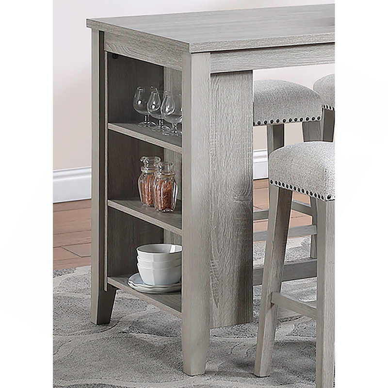 Table de salle à manger à hauteur de comptoir 5 pièces gris clair