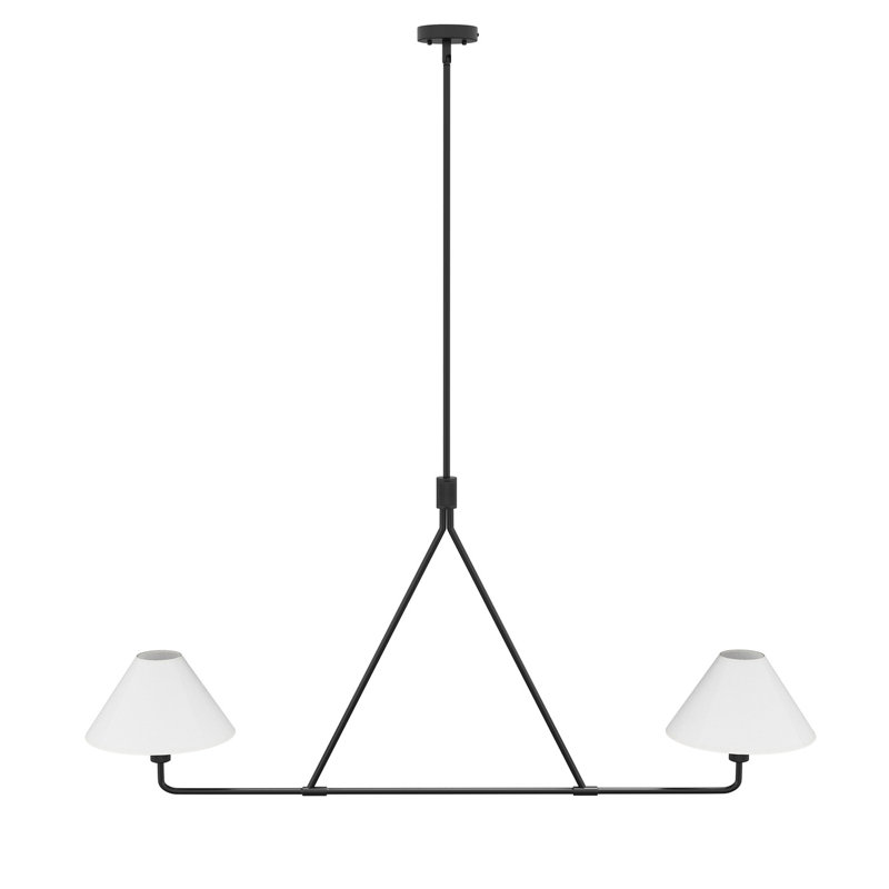 2 - Light Candle Style Linear Chandelier, Black