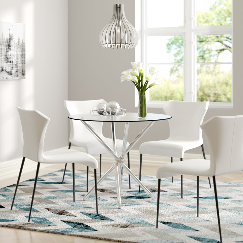 Casa Round Dining Table, Clear, Chrome