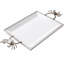 Plateau de service rectangulaire en céramique blanche avec poignées en crabe en métal, L 23 po