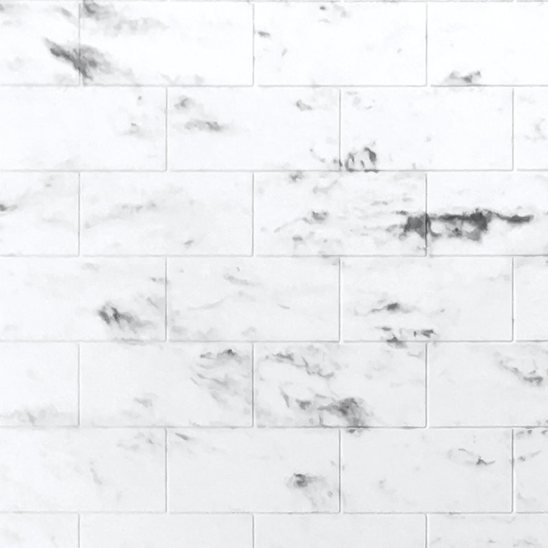 White Venito Subway Tile Adhesive Shower Wall Kit, 36" x 60" x 96"