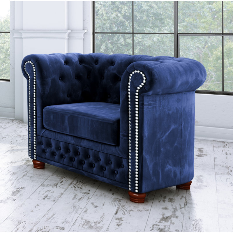  Chesterfield Armchair, Navy Blue