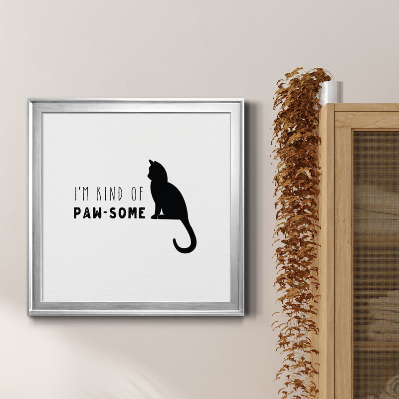 «Pawsome Cat», reproduction d'art graphique sur toile, Encadrement argenté, H 30,5 po x l 30,5 po x P 1,5 po