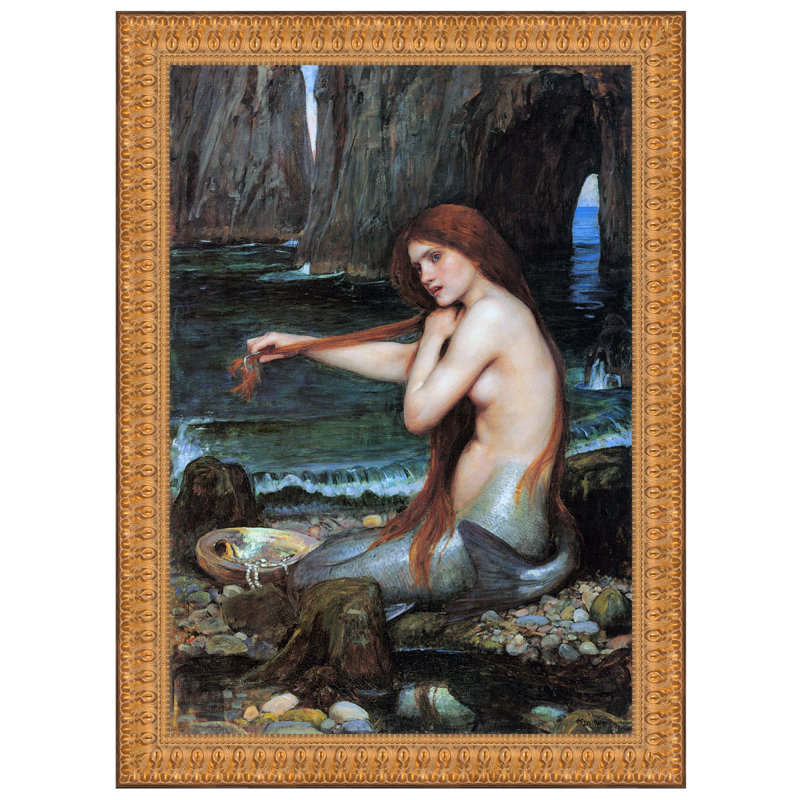 Reproduction d'art sur toile, "A Mermaid", H 28,5 po x l 22 po x P 1,75 po