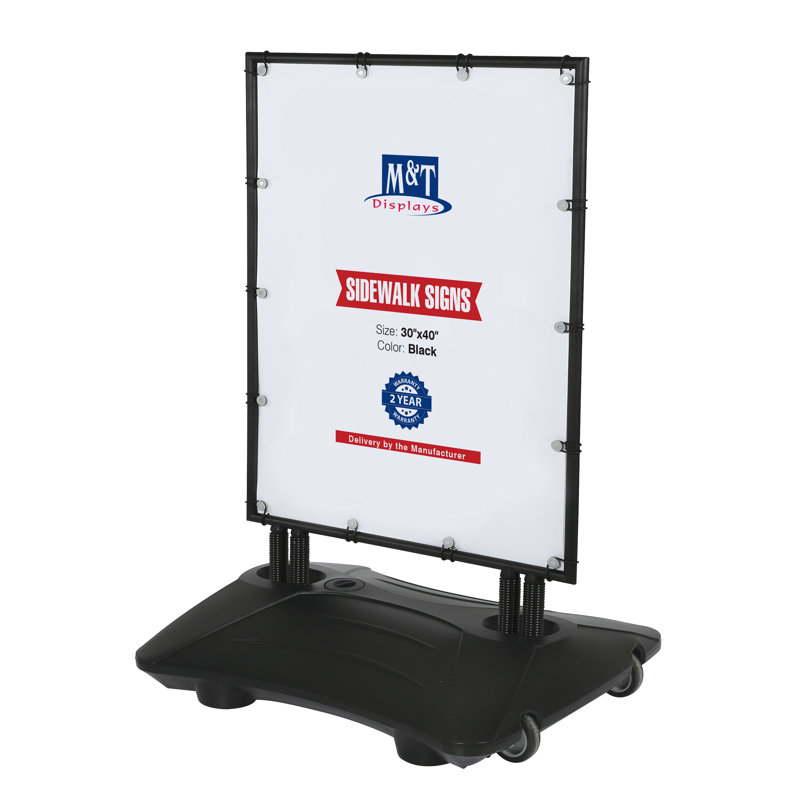 Black Aluminum Frame Sidewalk Sign Holder with Water Base