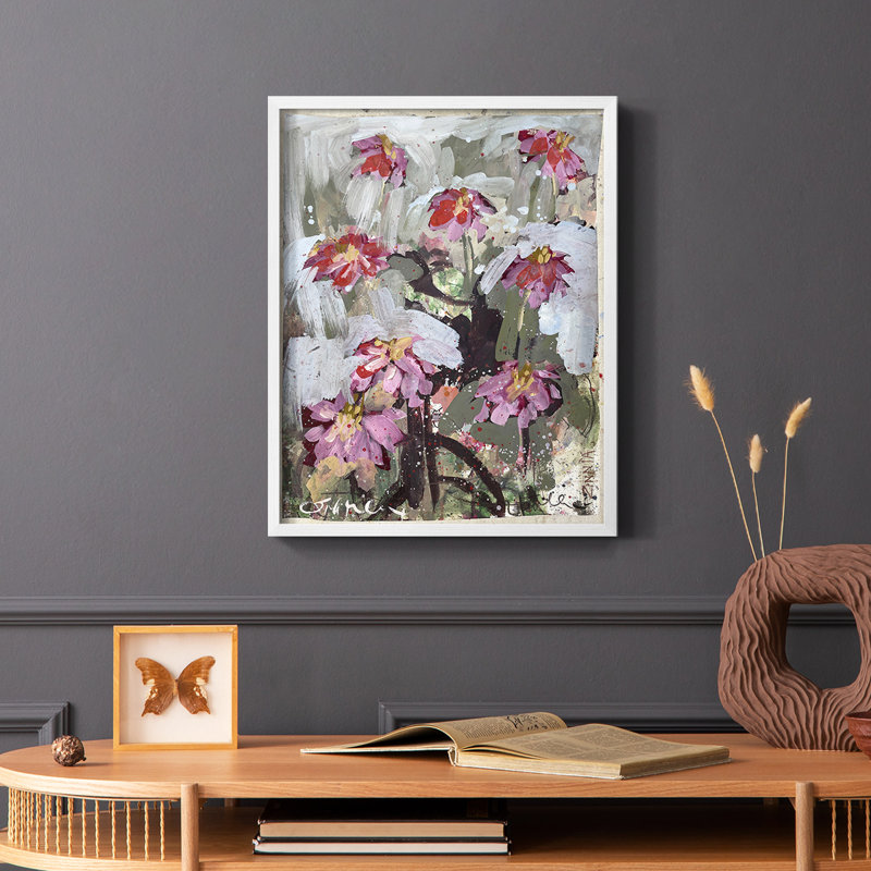Zinnia I Framed Print - Solid Wood, 20" H x 16" W, White