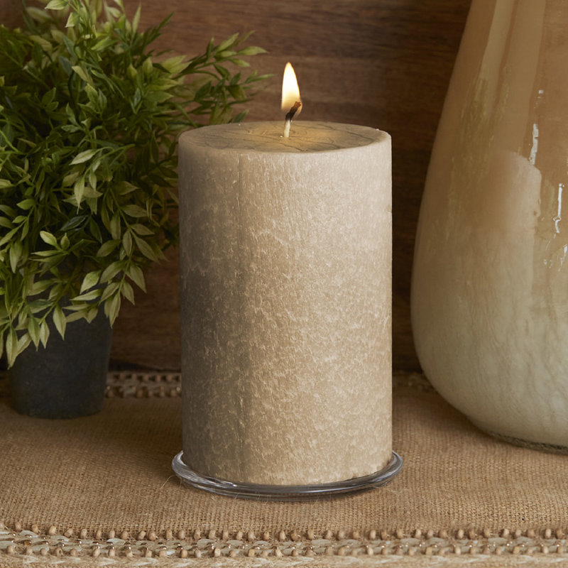 Timberline Unscented Pillar Candle, Light Brown