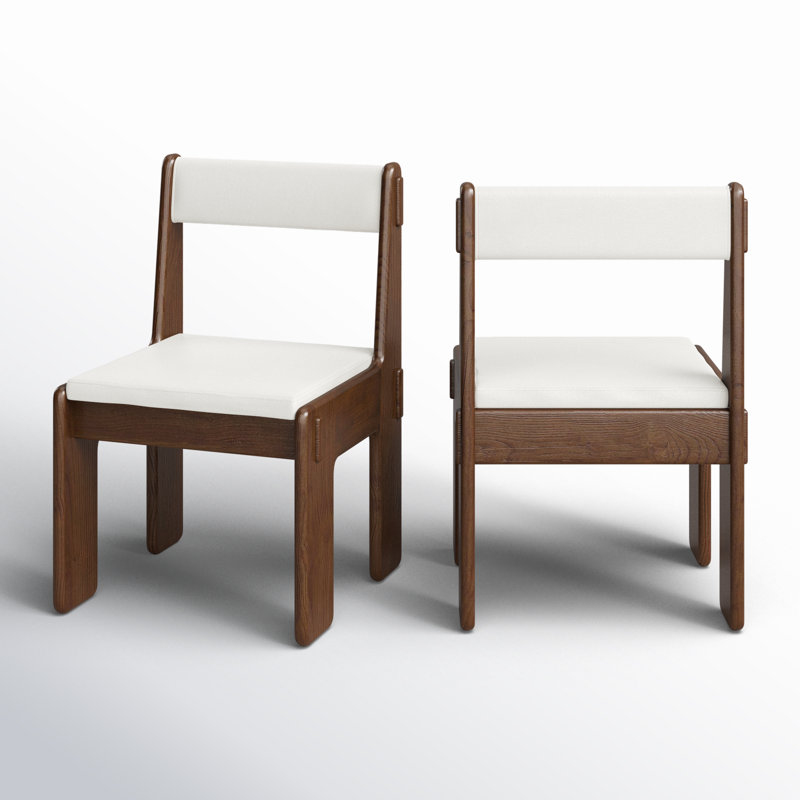 Ash Upholstered Side Chair Set with Brown Legs