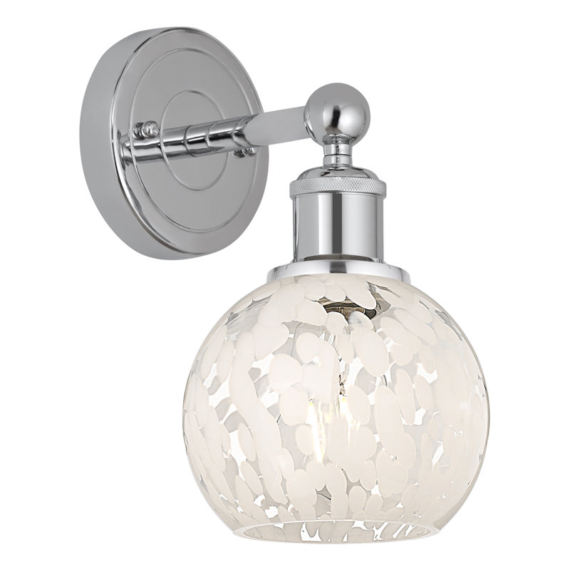 Berdena Steel Armed Sconce, 10.25" H x 6" W x 7.5" D, Polished Chrome