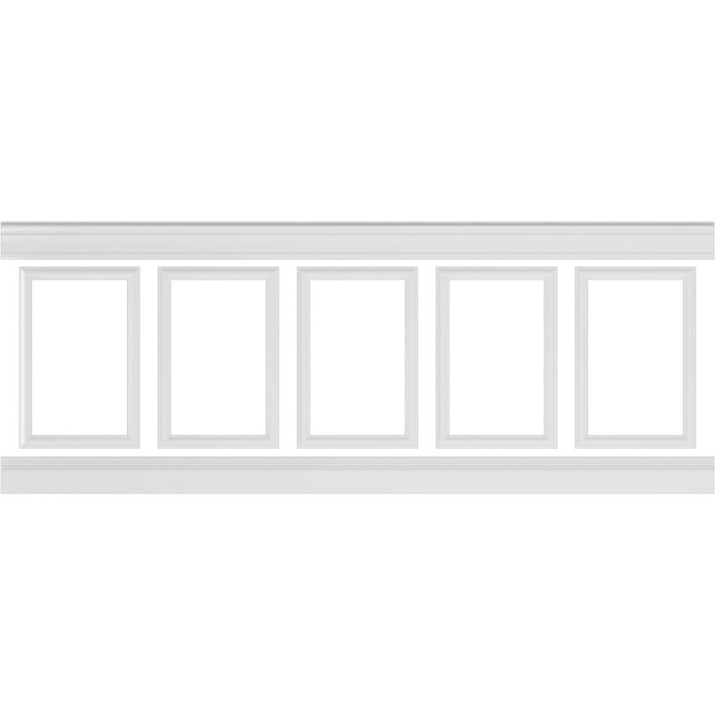 Ashford Square Panel Traditional Wainscot Paneling Kit, 36" H x 94.5" W x 0.5" D