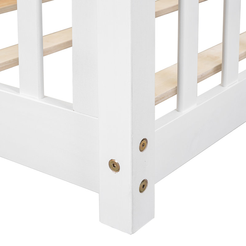 Lit plateforme simple avec clôture Giezi Kids, Blanc, Twin