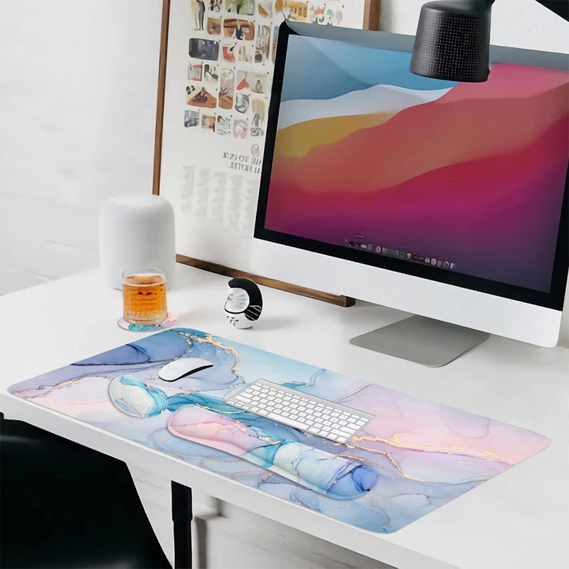 4-in-1 Large Gaming Support Mousepad Set,Blue Marble