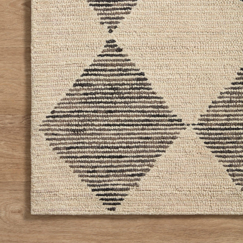 Chris Loves Julia x Loloi Francis Wool Beige / Charcoal Rug, Rectangle 2'3" x 3'9"