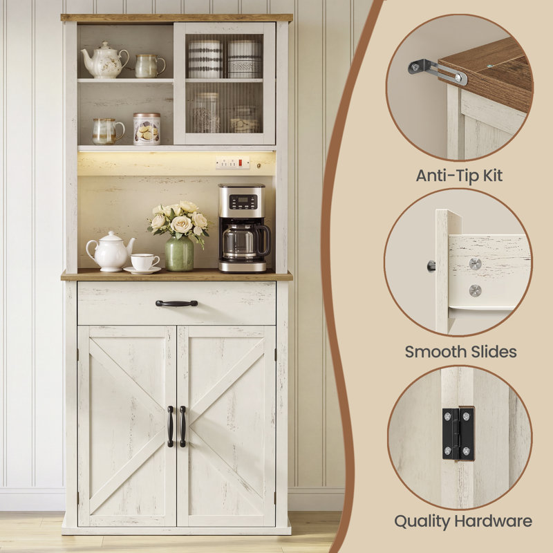 Catisha 71 " H Kitchen Pantry with Adjustable Shelves, Gray/Brown