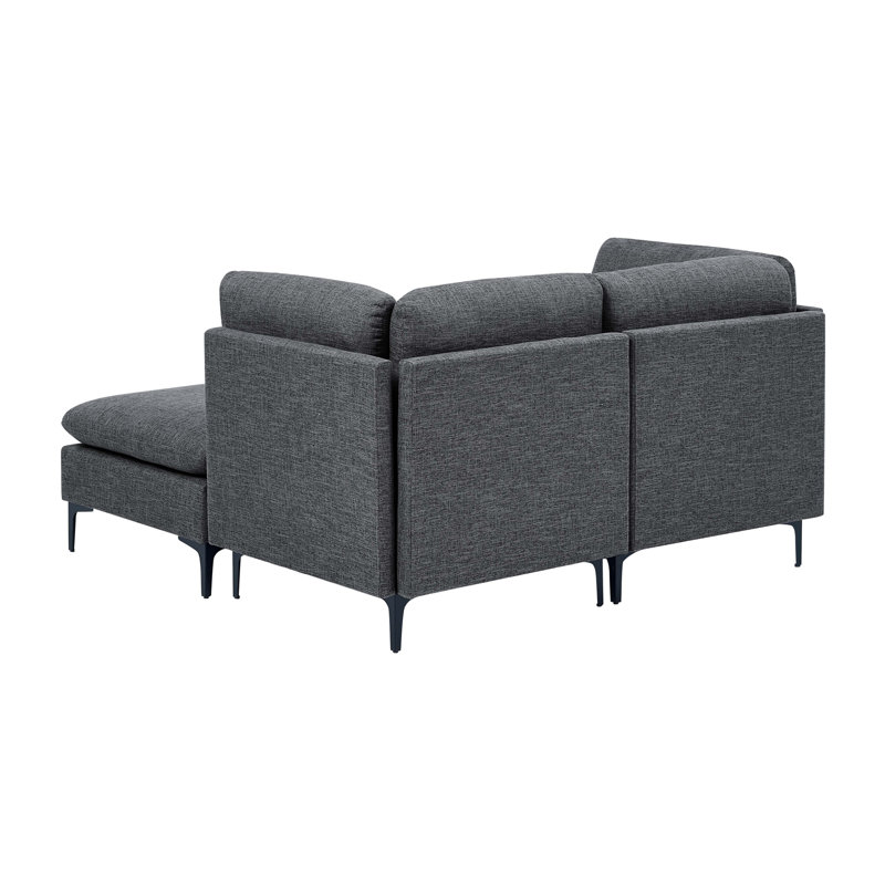 Canapé modulaire rembourré avec pieds en métal, Gris foncé