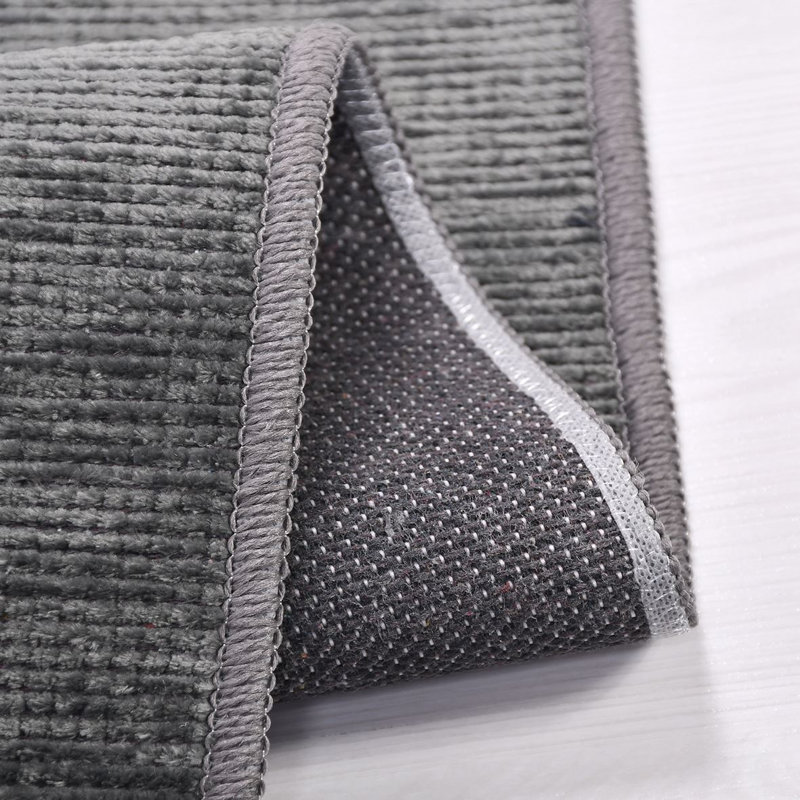 Tapis gris moderne lavable à la machine, Tapis de couloir 2 pi 8 po x 6 pi 7 po