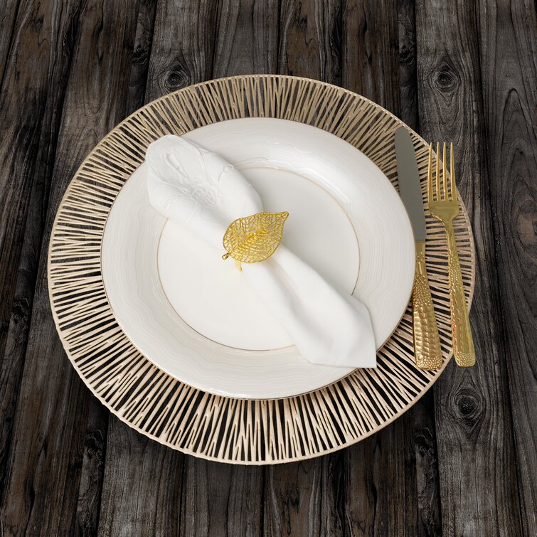 Champagne Pvc Woven Round Placemat Set