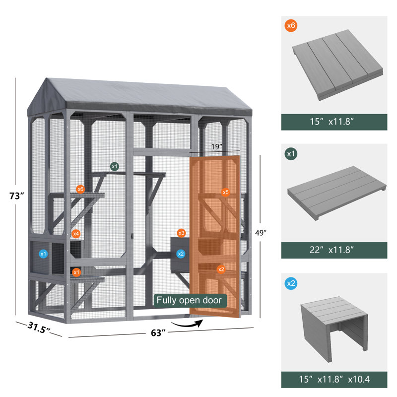 Enceinte d'extérieur pour chat Catio, Gris