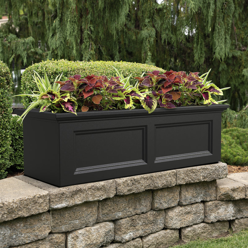 Boîte à fleurs avec réservoir 48 "Tolmino, Noir, noir, noir, noir, 14'' H x 48'' W x 18'' D