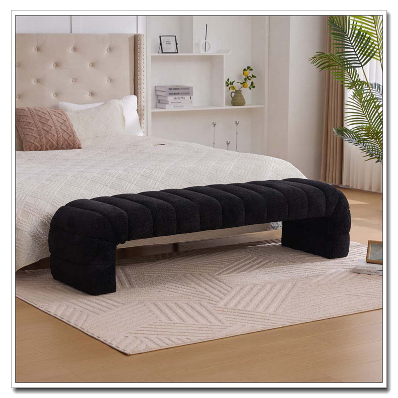 Banc rembourré en chenille, Noir