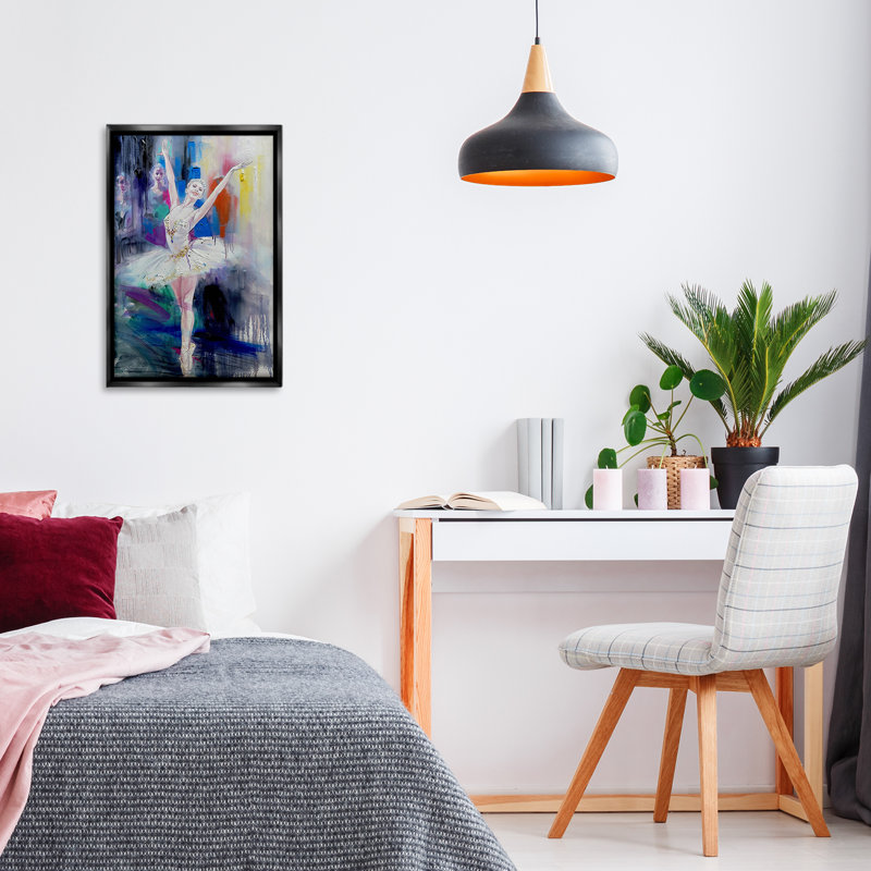 Cadre flottant Bold Ballerina Abstraction, design par Lucille Lee, Cadre flottant noir de jais, H 25 po x l 17 po