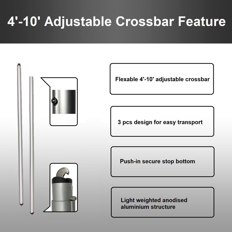 10 ft H x10 ft W Pipe & Drape Set Framework Only with Adjustable Upright, 120" H x 120" W x 16" D