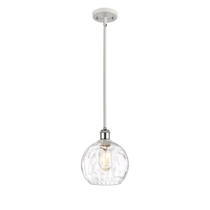 Luminaire suspendu sphérique 1 lumière Cindi, DEL, H 10 po x l 8 po x P 8 po, Blanc / chrome poli