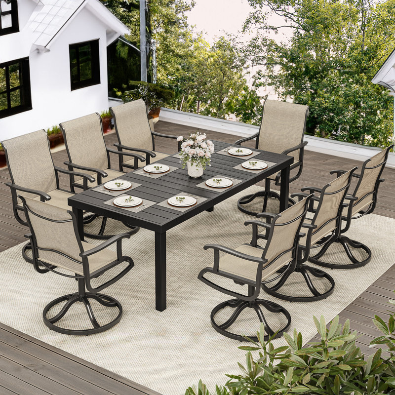 Hindertje Rectangular Metal Outdoor Dining Table, 74.8'' W 35.4'' D, 29" H x 35.4" D x 74.8" W