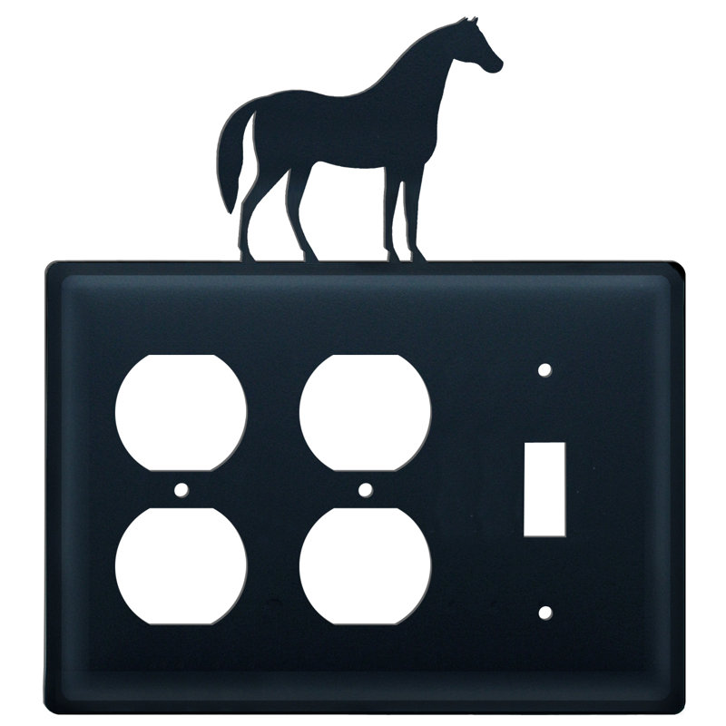 Horse 3-Gang Duplex Outlet / Toggle Light Switch Combination Wall Plate
