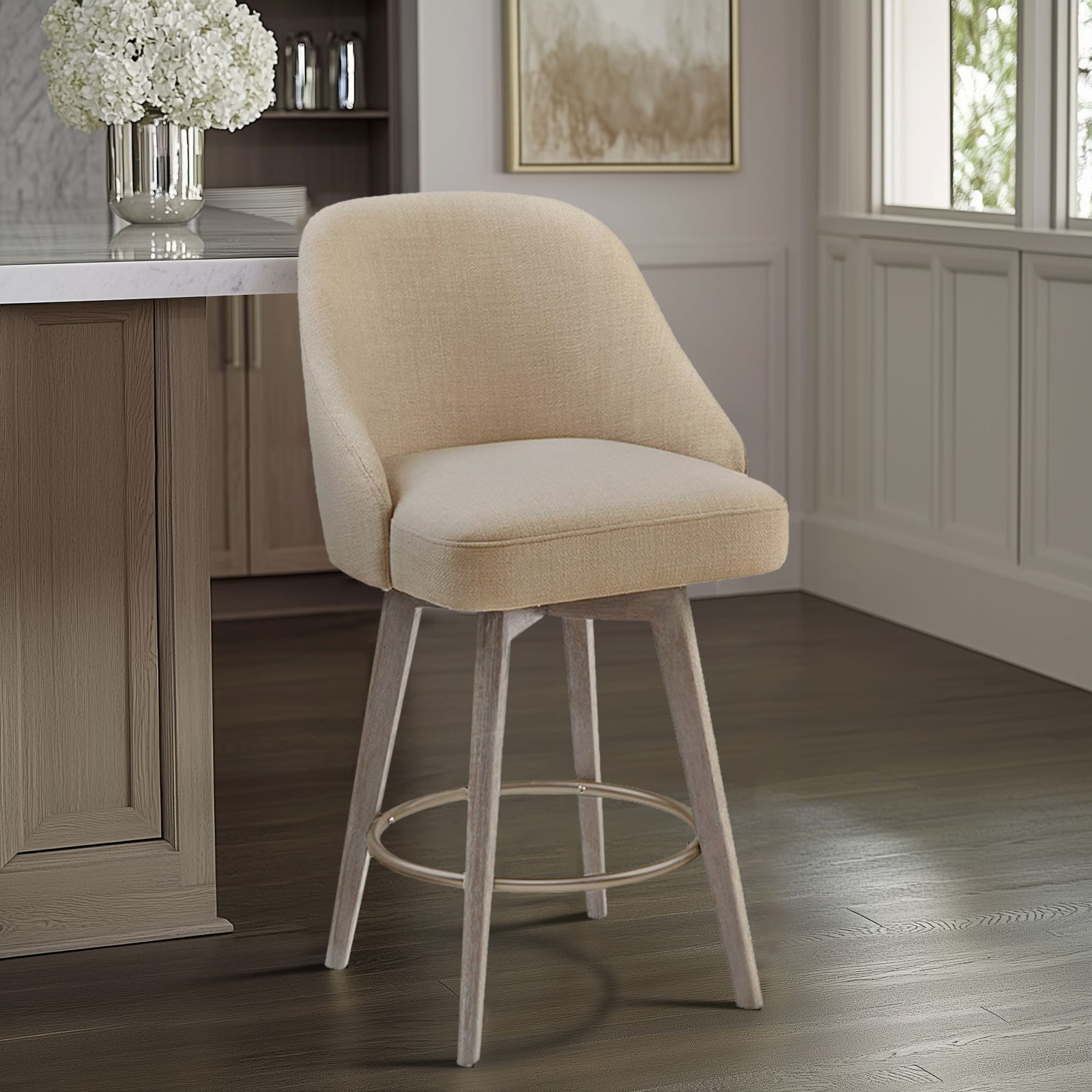 Pearce Swivel Stool, Sand, Counter Stool (25.75” Seat Height), 1