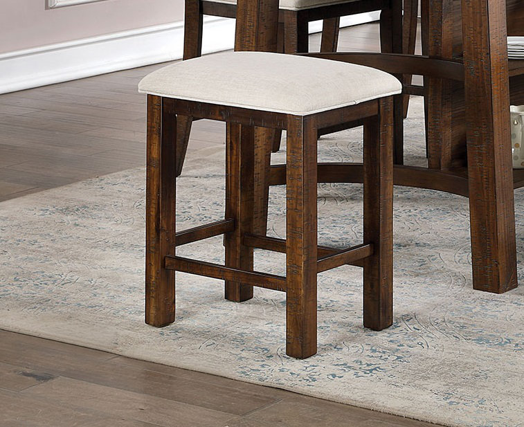 Tabourets de comptoir avec coussin en tissu beige, dossier en lattes de chêne rustique, pour la cuisine ou la salle à manger | Idée de cadeau