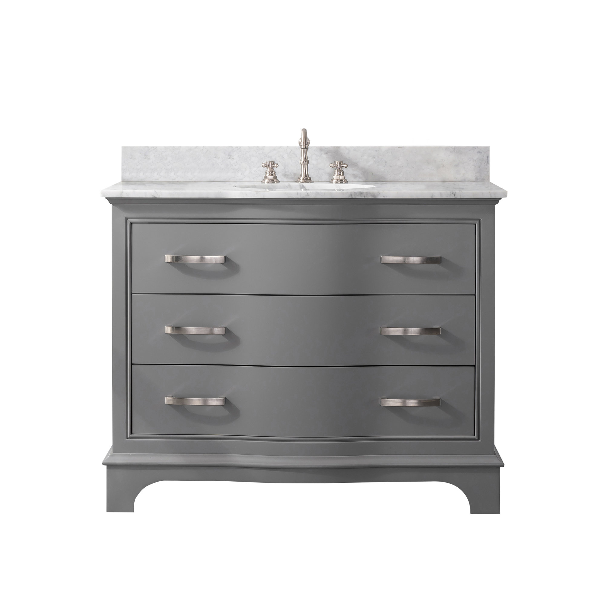 Goleta 42" Single bathroom Vanity with Marble Top, Gray/Brushed nickel