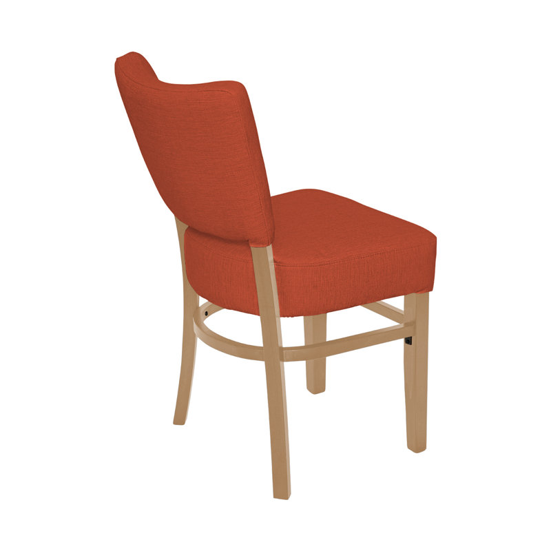 Chaise de restaurant rembourrée Madison, Orange brûlé, Bois naturel