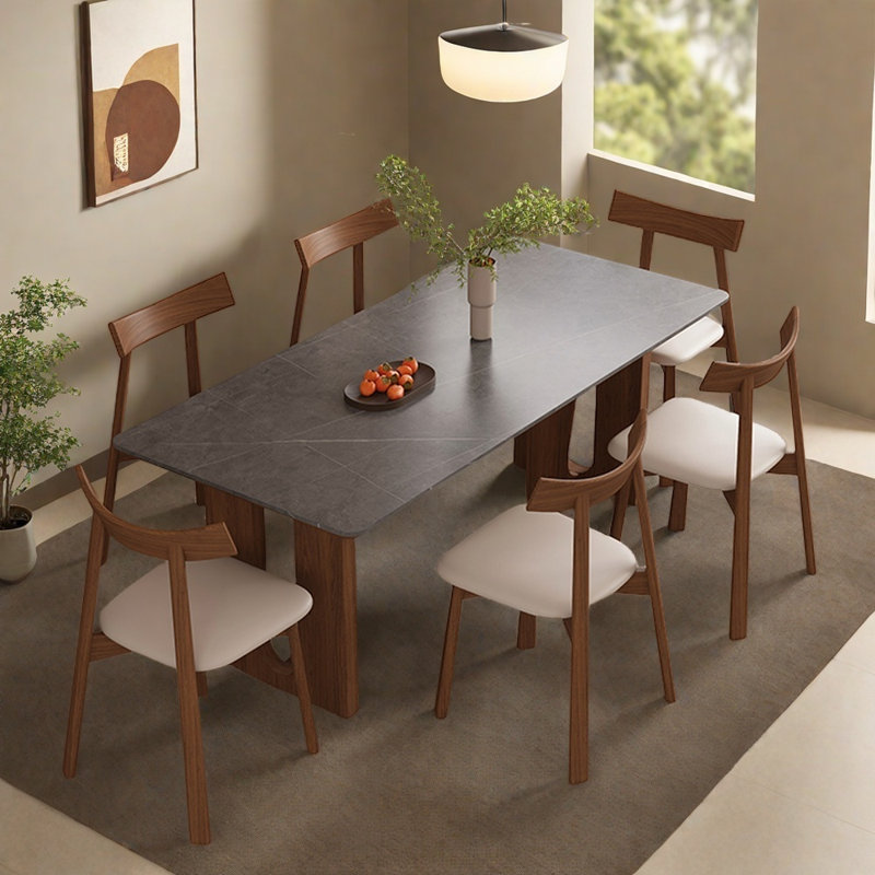 Ensemble de table rectangulaire en bois massif de style rétro, H 29,52 po x L 70,86 po x l 35,43 po