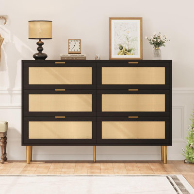 6-Drawer Dresser with Gold Accents - Modern Farmhouse Chest for Bedroom & Living Room by Bay Isle Home