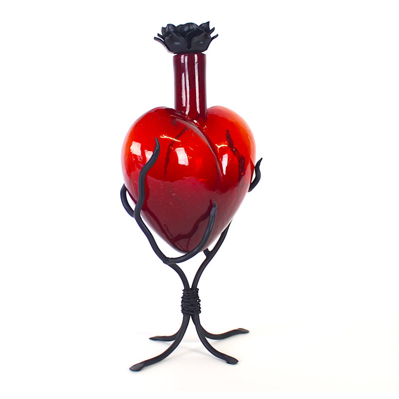 Bouteilles décoratives en verre anibar, H 17 po x l 10 po x P 6 po, Rouge