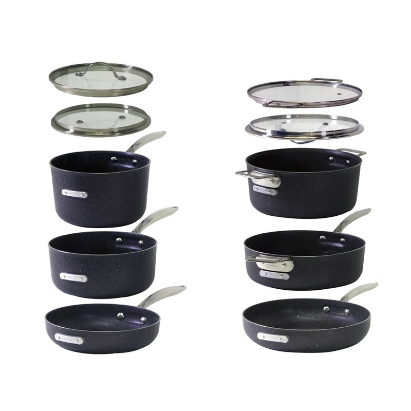 Granitestone Stackable Space Saving 10 Piece Aluminum Non Stick Cookware Set, Oven & Dishwasher Safe