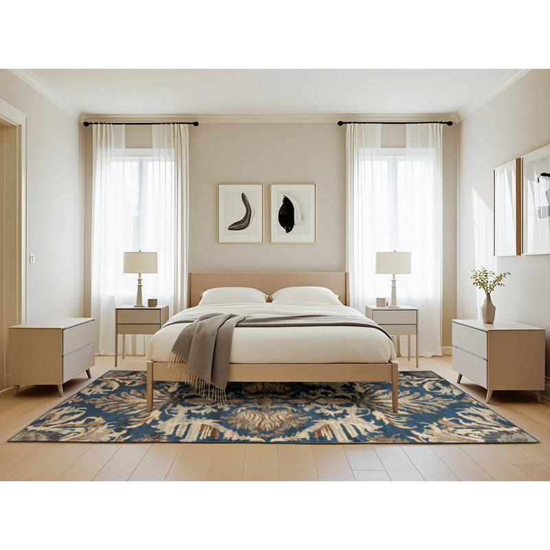 Tapis persan noir lavable à la machine, Rectangle de 5 pi x 8 pi