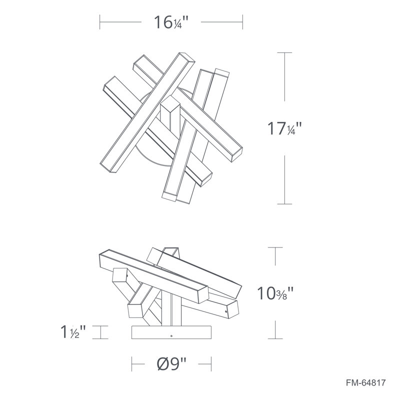 Chaos LED Semi-Flush Mount, Brushed Aluminum
