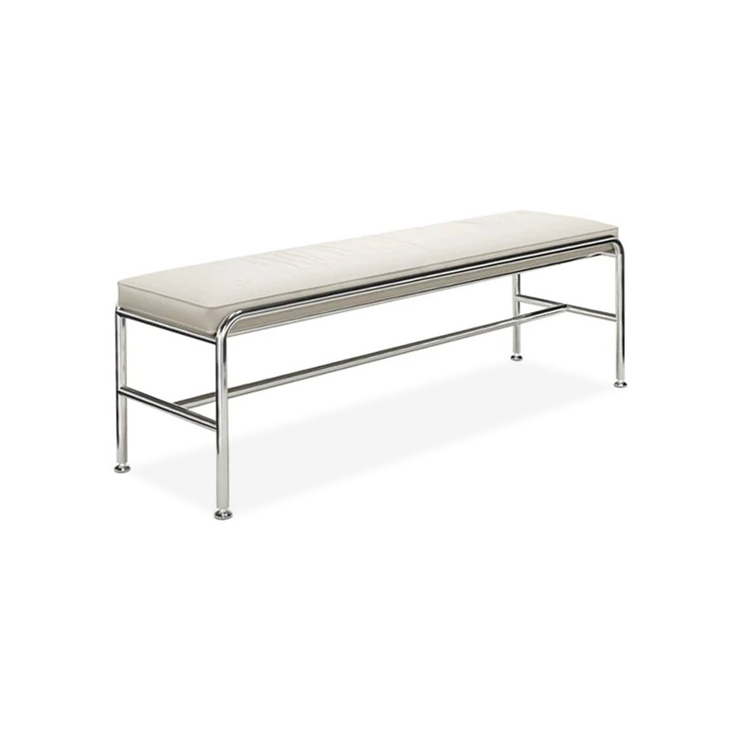 Banc rembourré blanc, Blanc, H 17,72 po x L 55,12 po x P 15,75 po